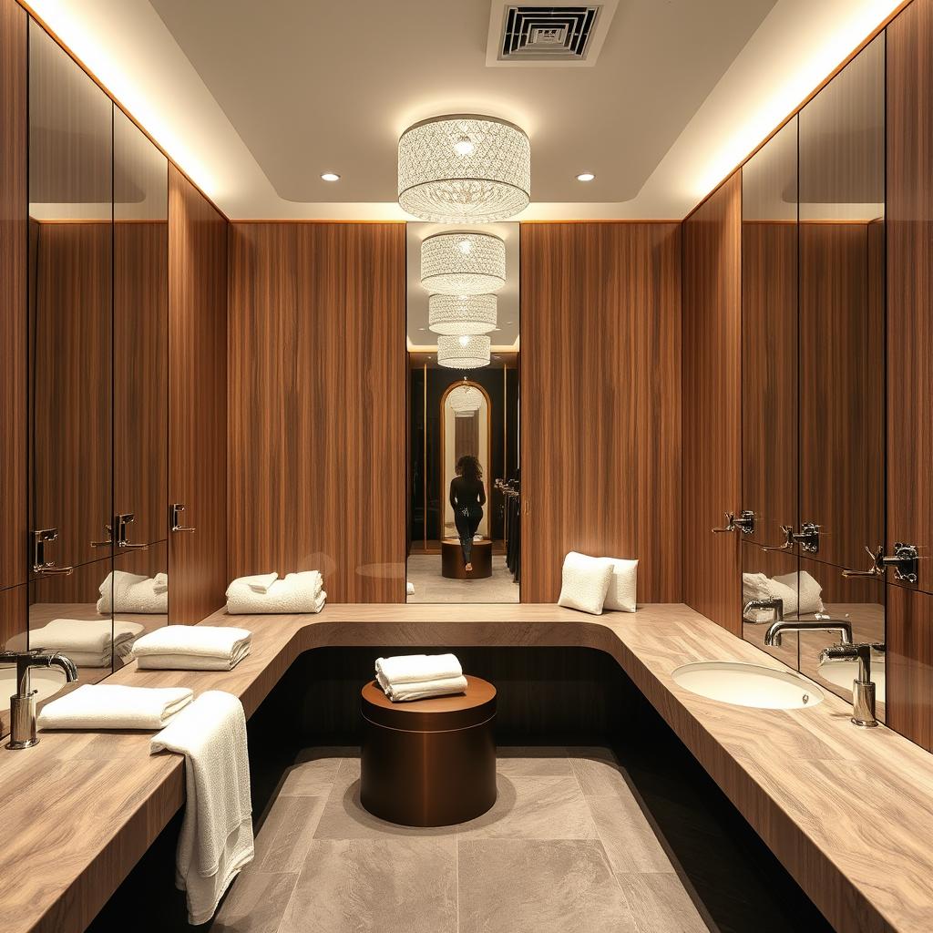 Luxurious locker room and amenities at a premium barre studio in New York City